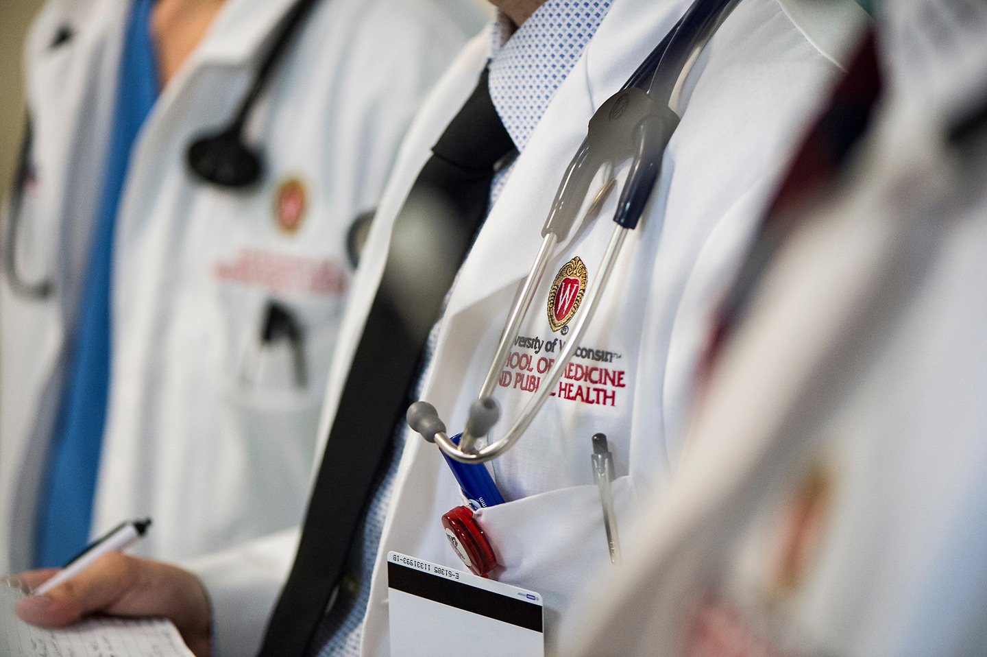 UW SMPH Medical Student coat close up