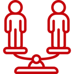 Icon showing a balanced scale with a person on each side