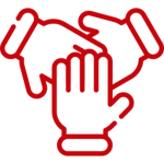 Icon showing hands, representing teamwork