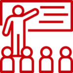Icon representing a person teaching a class