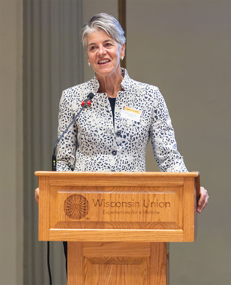 Woman at podium