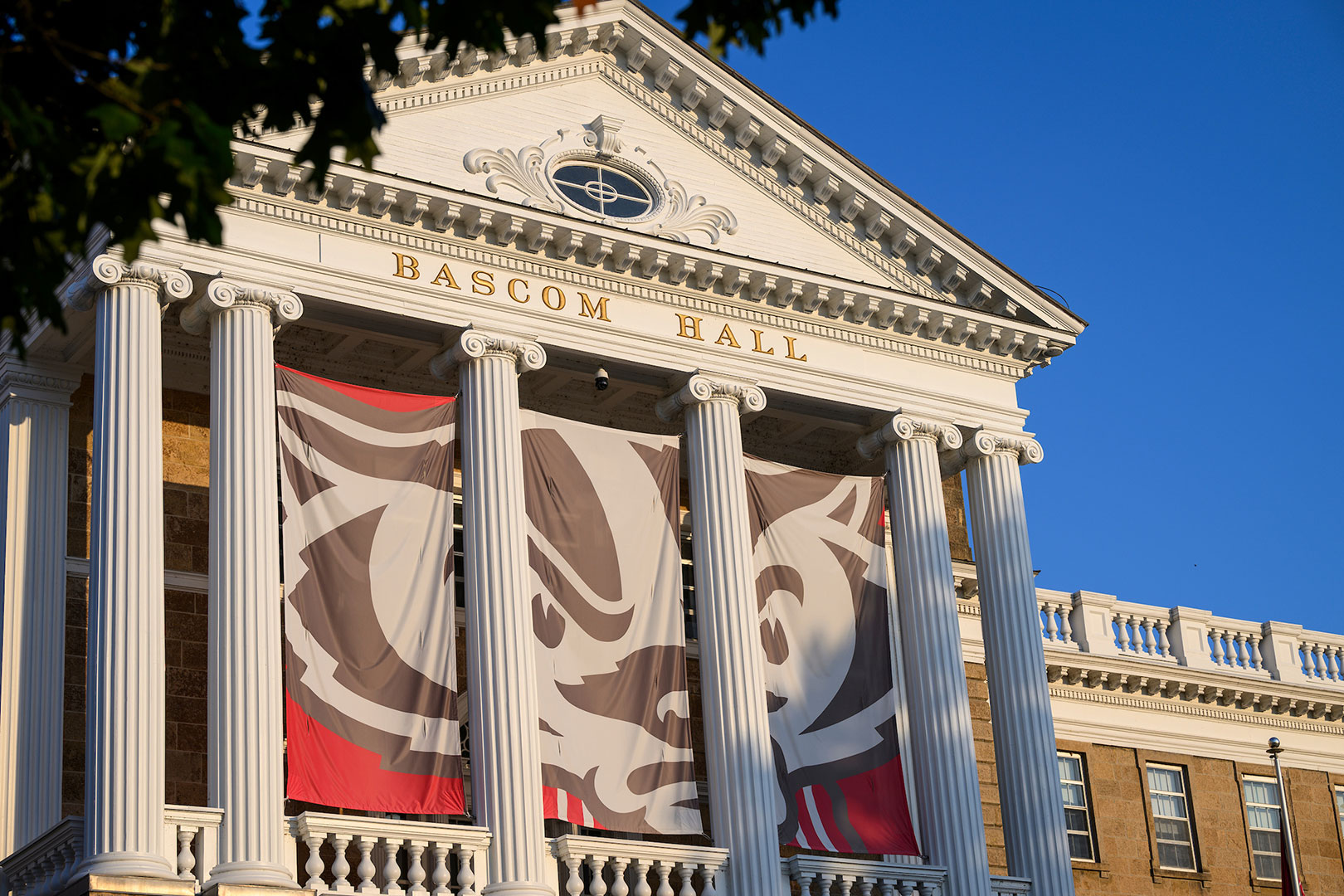 Bascom Hall is seen in dawn light at the University of Wisconsin–Madison.
